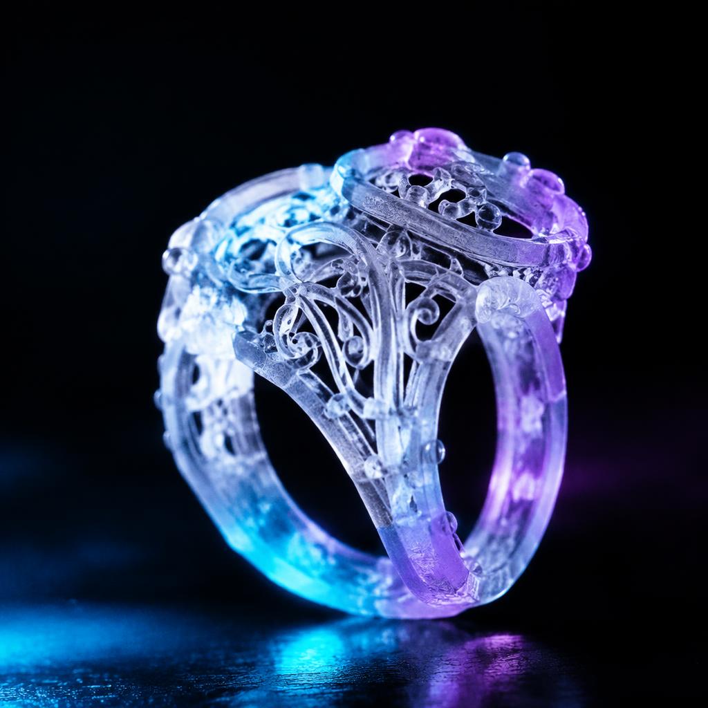 Clear resin filigree ring prototype